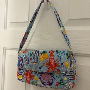 Vera Bradley Blue and Red Seafood Pattern Shoulder Bag